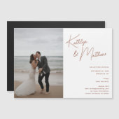 Invitation Magnétique Script Whimsical En Terracotta Moderne Enregistrer (Devant / Derrière)