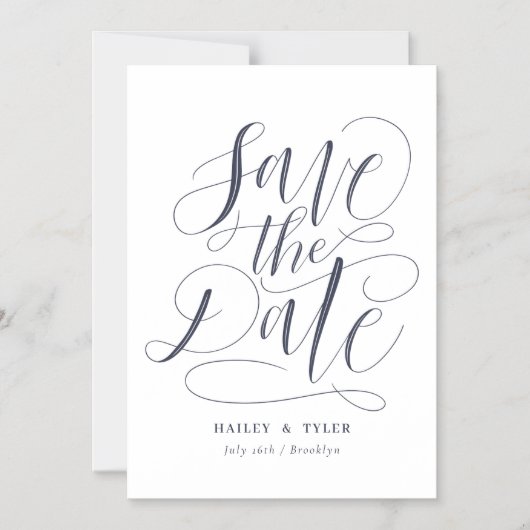 Invitation Magnétique Script Whimsical Enregistrer La Date (Recto)