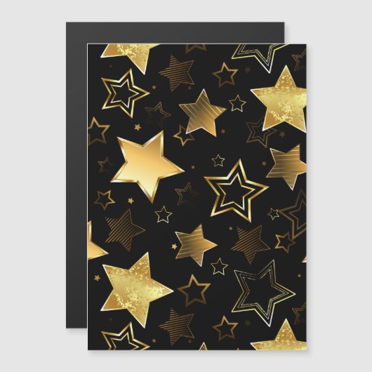 Invitation Magnétique Seamless pattern with Golden Stars (Devant / Derrière)