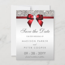 Séquins Argent Bow Rouge Enregistrer Le Mariage Da
