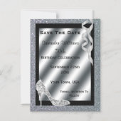 Invitation Magnétique Silver Glittery Stiletto & Streamers 30e anniversa (Recto)