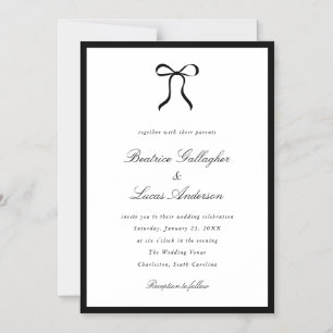 Invitation Magnétique Simple Bow Mariage Classique