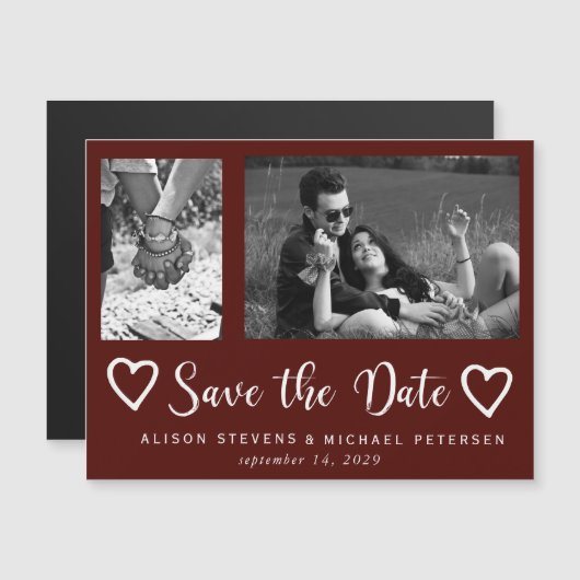 Invitation Magnétique Simple chic moderne écriture photo enregistrer dat (Devant / Derrière)