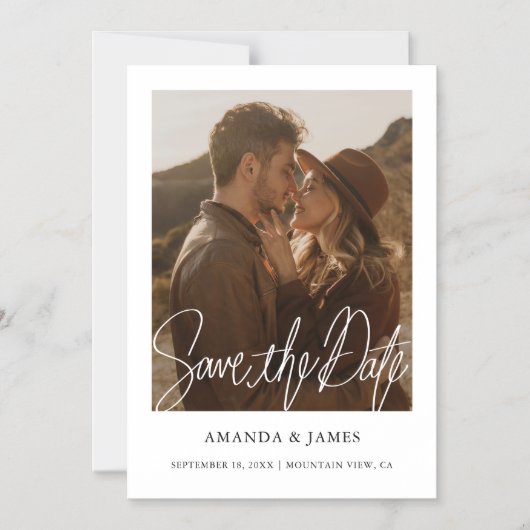 Invitation Magnétique Simple chic moderne photo mariage Enregistrer la d (Recto)