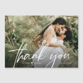 Invitation Magnétique Simple chic moderne Script Mariage Photo merci (Devant)