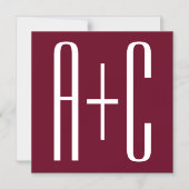 Invitation Magnétique Simple Couples | White & Burgundy (Recto)