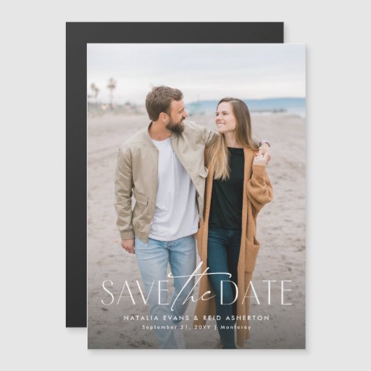 Invitation Magnétique Simple design moderne photo verticale enregistrer (Devant / Derrière)