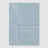 Invitation Magnétique Simple Dusty Blue Modern Script Enregistrer la dat (Devant)