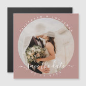 Invitation Magnétique Simple Élégant Couple Photo Mariage Enregistrer La (Devant / Derrière)