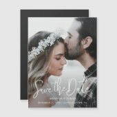 Invitation Magnétique Simple Elegant Modern Script Photo Enregistrer la  (Devant / Derrière)