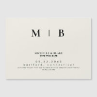 Simple & Élégant Monogramme Beige Save the Date