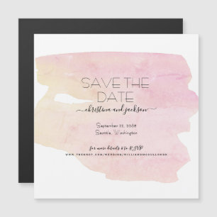 Invitation Magnétique Simple Faire Date en Aquarelle Rose et Jaune