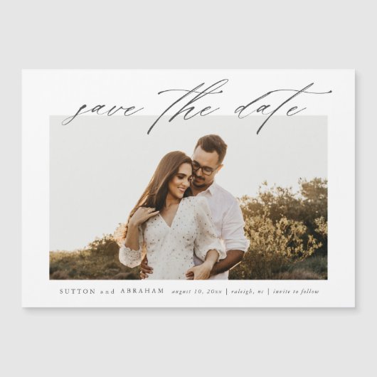 Invitation Magnétique Simple Faire Enregistrer La Date De Mariage Photo (Devant)
