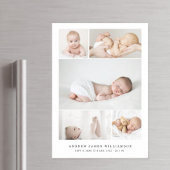 Invitation Magnétique Simple Modern Baby Photo Collage Statistiques de n