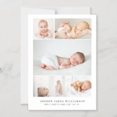 Invitation Magnétique Simple Modern Baby Photo Collage Statistiques de n (Recto)