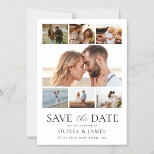 Invitation Magnétique Simple Modern Photo Collage Mariage Enregistrer la