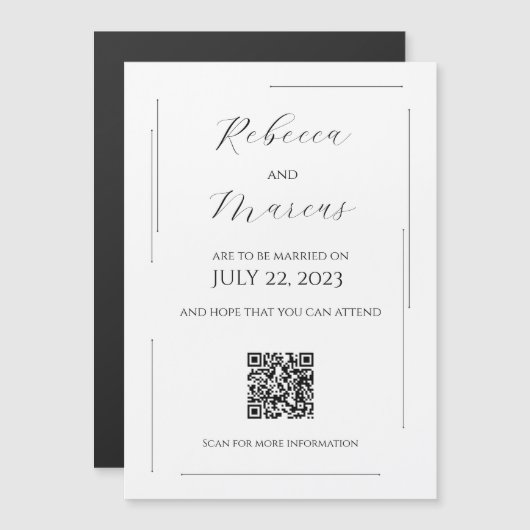 Invitation Magnétique Simple, moderne et élégant avec code QR | MARIAGE (Devant / Derrière)