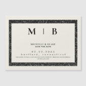 Invitation Magnétique Simple Monogram Beige & Noir Save the Date (Devant)