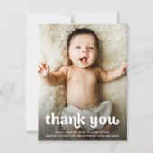 Invitation Magnétique Simple photo de bébé La typographie moderne merci (Recto)