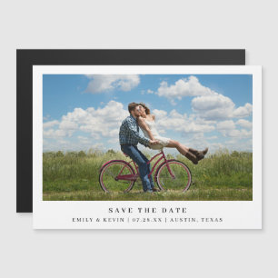 Invitation Magnétique Simple Photo Minimaliste Noir Blanc Save the Date