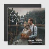 Invitation Magnétique Simple Photo Moderne Enregistrer Le Mariage Date (Devant / Derrière)