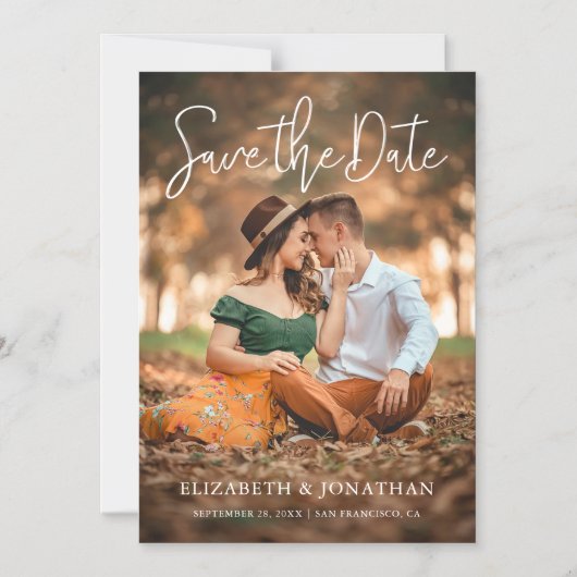 Invitation Magnétique Simple style photo mariage Enregistrer la date (Recto)