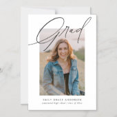 Invitation Magnétique Simple tendance calligraphie photo graduation (Recto)