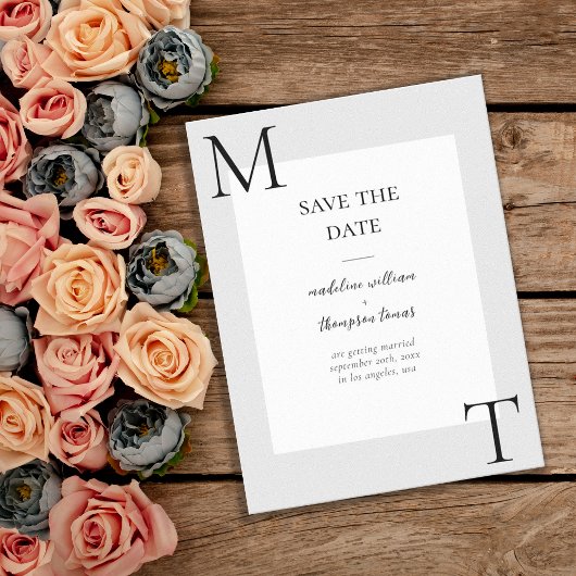 Invitation Magnétique Simples Initiales Asymétriques Mariage Enregistrer
