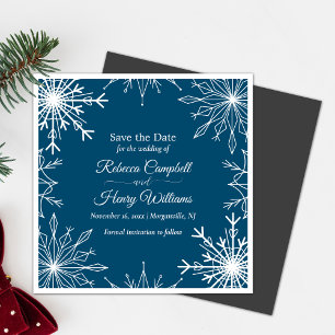 Invitation Magnétique Simples Snowflakes D'Hiver Économisez La Date Mari