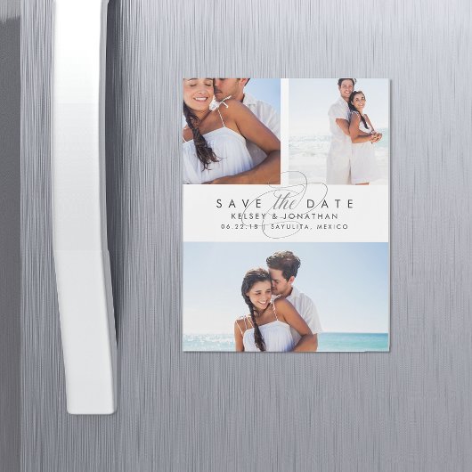 Invitation Magnétique Simply Elegant Photo Collage Enregistrer la date