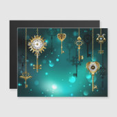 Invitation Magnétique Skeleton Keys on Green Background (Devant / Derrière)