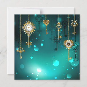 Invitation Magnétique Skeleton Keys on Green Background