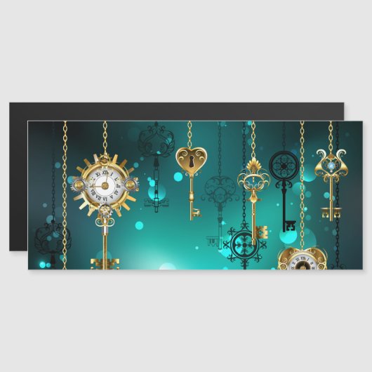 Invitation Magnétique Skeleton Keys on Green Background (Devant / Derrière)