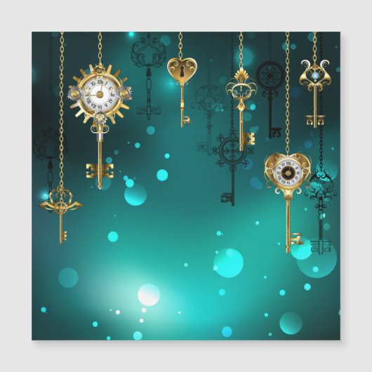 Invitation Magnétique Skeleton Keys on Green Background (Devant)