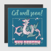 Invitation Magnétique Sky Dragon pixel art Get well soon (Devant / Derrière)