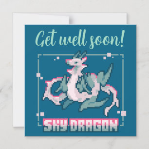 Invitation Magnétique Sky Dragon pixel art Get well soon