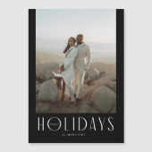 Invitation Magnétique Sophistiqué Black Happy Holidays Photo (Devant)
