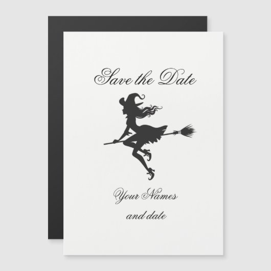 Invitation Magnétique Sorcière Broom Halloween Thunder_Cove (Devant / Derrière)