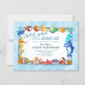 Invitation Magnétique Splish Splash piscine unique premier anniversaire (Recto)