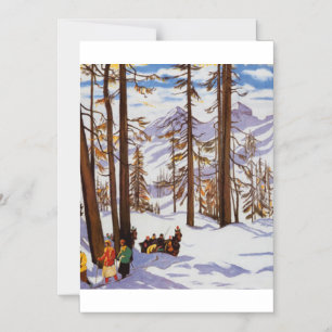 Invitation Magnétique St. Moritz Vintage Skiers Élégance Alpine Art