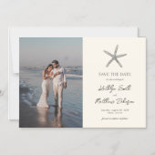 Invitation Magnétique Starfish Beach Ocean Wedding Sauvez La Date (Recto)