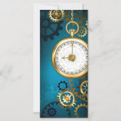 Invitation Magnétique Steampunk Arrière - plan turquoise avec Gears (Recto)