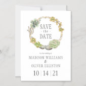 Invitation Magnétique Succulents, brindilles et pierres | Enregistrer la (Recto)