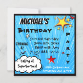 Invitation Magnétique Superhero Comic Style de livre Anniversaire Fourni (Recto)