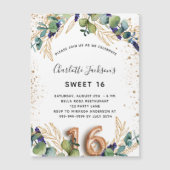 Invitation Magnétique Sweet 16 eucalyptus verdure parties scintillant lu (Devant)