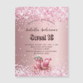 Invitation Magnétique Sweet 16 rose chariot luxe (Devant)