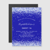 Invitation Magnétique Sweet 16 royal bleu blanc luxe (Devant / Derrière)