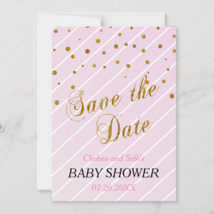 Invitation Magnétique Sweet Baby Girl Rose & Gold Confetti BABY SHOWER