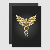 Invitation Magnétique Symbole caducee polygonale en or (Devant / Derrière)