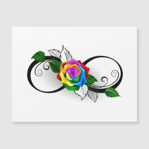 Invitation Magnétique Symbole de l'infini avec rose arc-en-ciel
